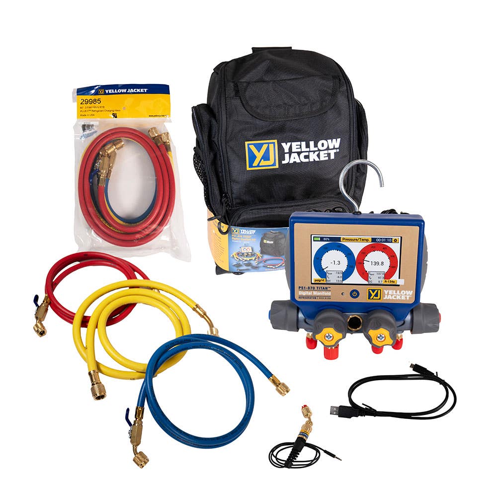 Yellow Jacket 40875 4-Valve P51-870 TITAN Digital Manifold