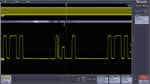 FastAcq helps with revealing the presence of runt pulses in the digital data stream for further investigation. In this test case, Search revealed and marked 3 runt pulses in the 10 Mpoints acquisition.