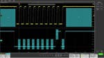 Visual Trigger areas can be associated with events spanning multiple channels, such as triggering on specific burst-widths on channel 1 and specified bit patterns on channel 2