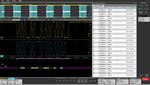 Triggering on a USB full-speed serial bus. A bus waveform provides time-correlated decoded packet content including Start, Sync, PID, Address, End Point, CRC, Data values, and Stop, while the bus decode table presents all packet content from the entire acquisition.