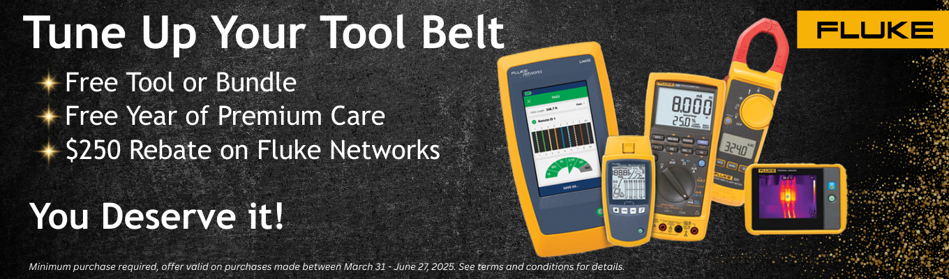 Fluke Promotion Free Gift with purchase, free year of premium care plan warranty plan, or cash rebate on Fluke Networks